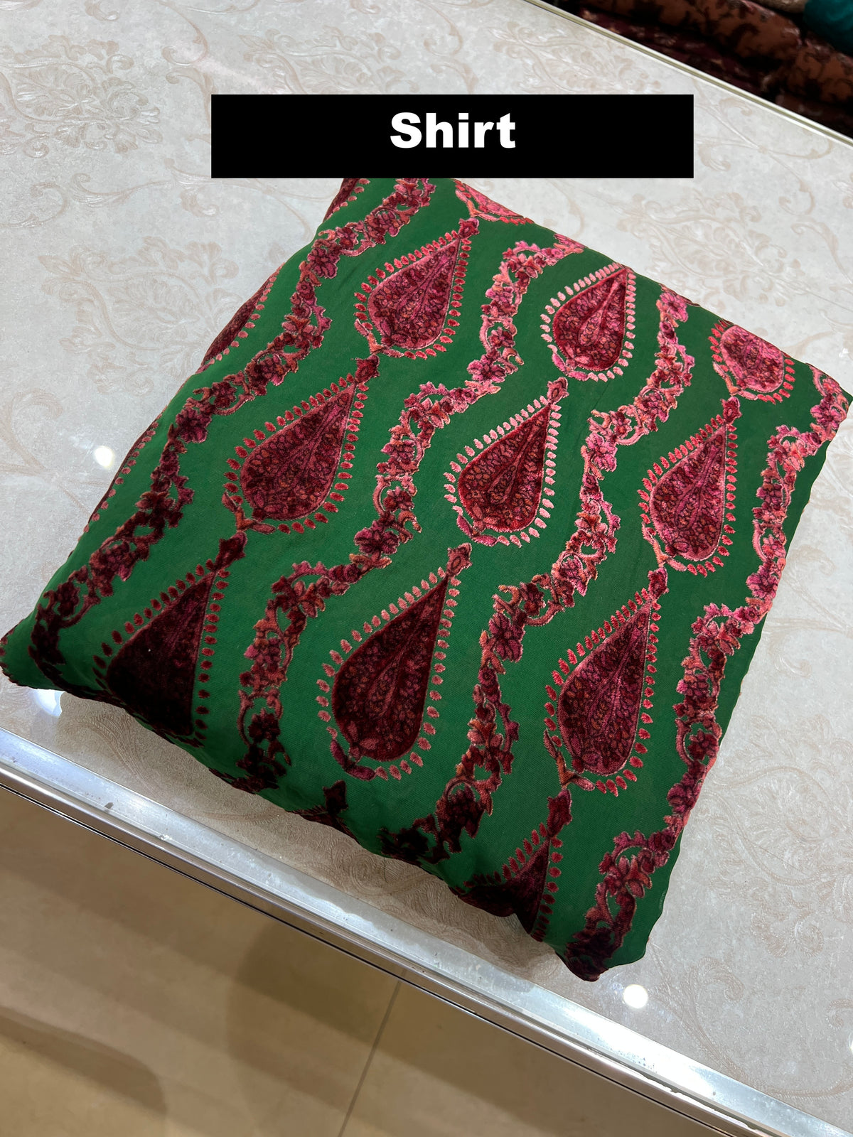 3-Piece Unstitched Palachi Suit – Emerald Green