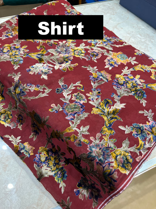 Luxury Palachi Shirt & Dupatta with Plain Silk Bottom