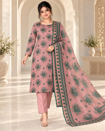 Dusty Rose Emerald China Pati suit walking view