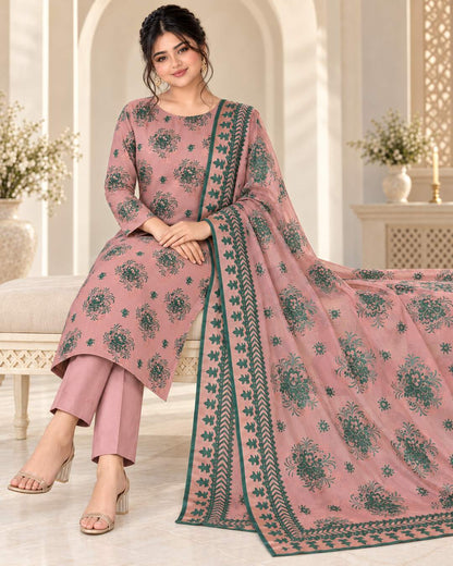Dusty Rose Emerald China Pati suit seated view