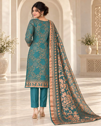 Peacock Teal China Pati suit rear view