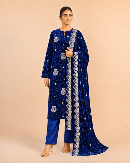 Royal Blue Embroidered Palachi Suit standing view