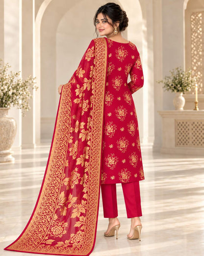 Ruby Fuchsia Gold China Pati suit rear view